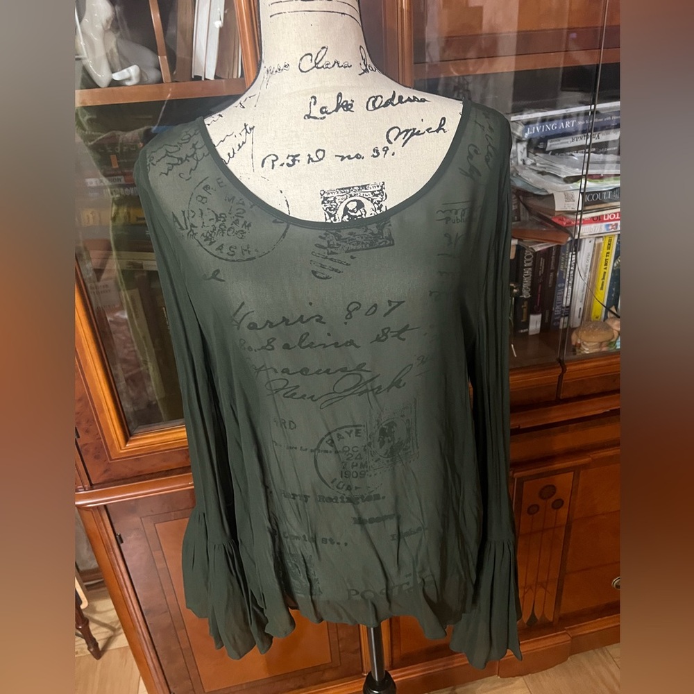 TWINSET Milano Simona Barbieri Green Blouse Top . Sz 48 /XL